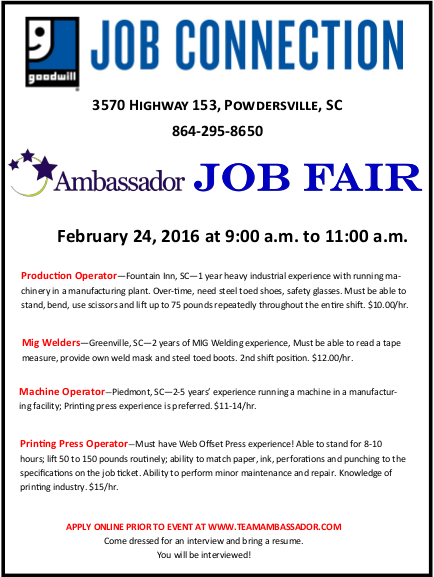 Download Ambassador Job flyer HERE