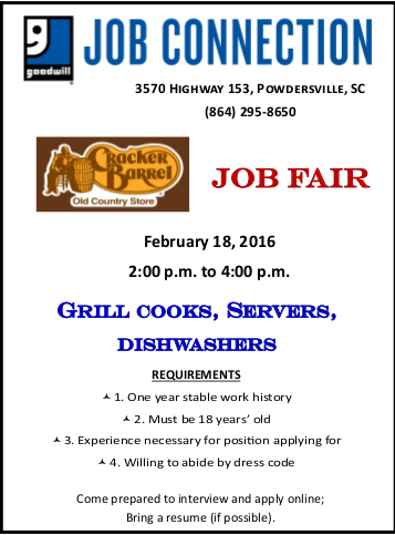 Goodwill Greenville Sc >> February Job Fairs - Powdersville SC Goodwill Greenville Sc >> February Job Fairs - Powdersville SC